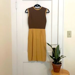 Vintage Sue Brett Yellow/Brown Sheath Dress